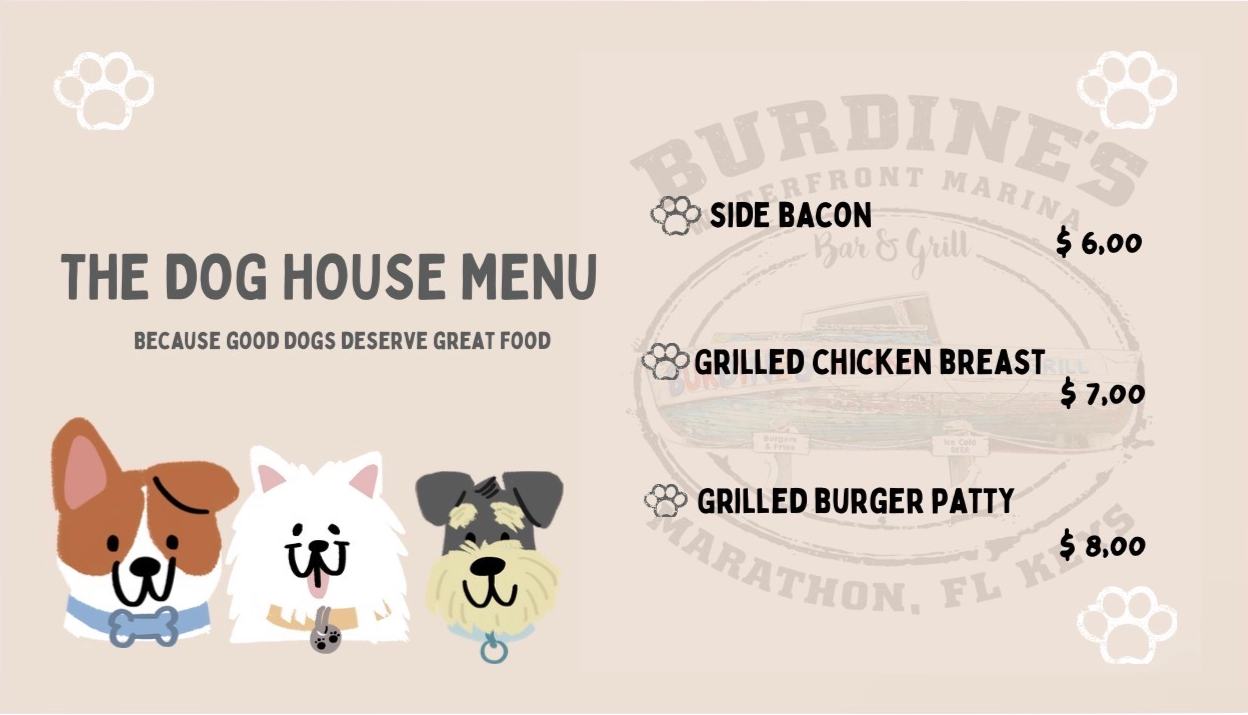 Burdine's dog menu